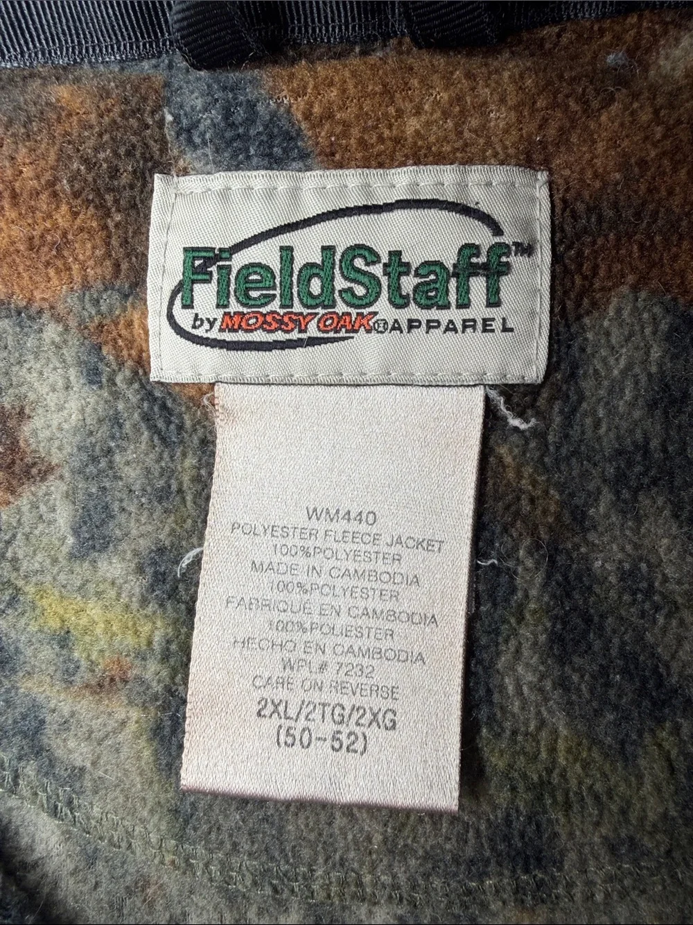 FieldStaff Mossy Oak Camo Fleece Jacket Men’s 2XL Full Zip Hunting Realtree